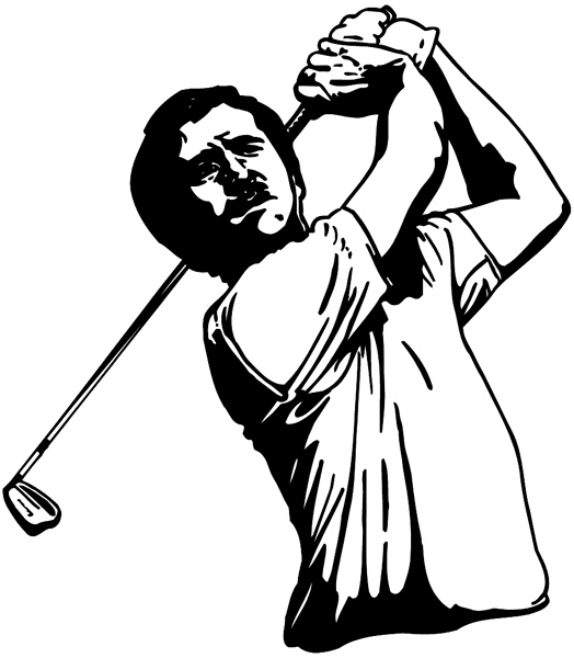 Man's golf swing vinyl sticker. Customize on line. Sports 085-1260